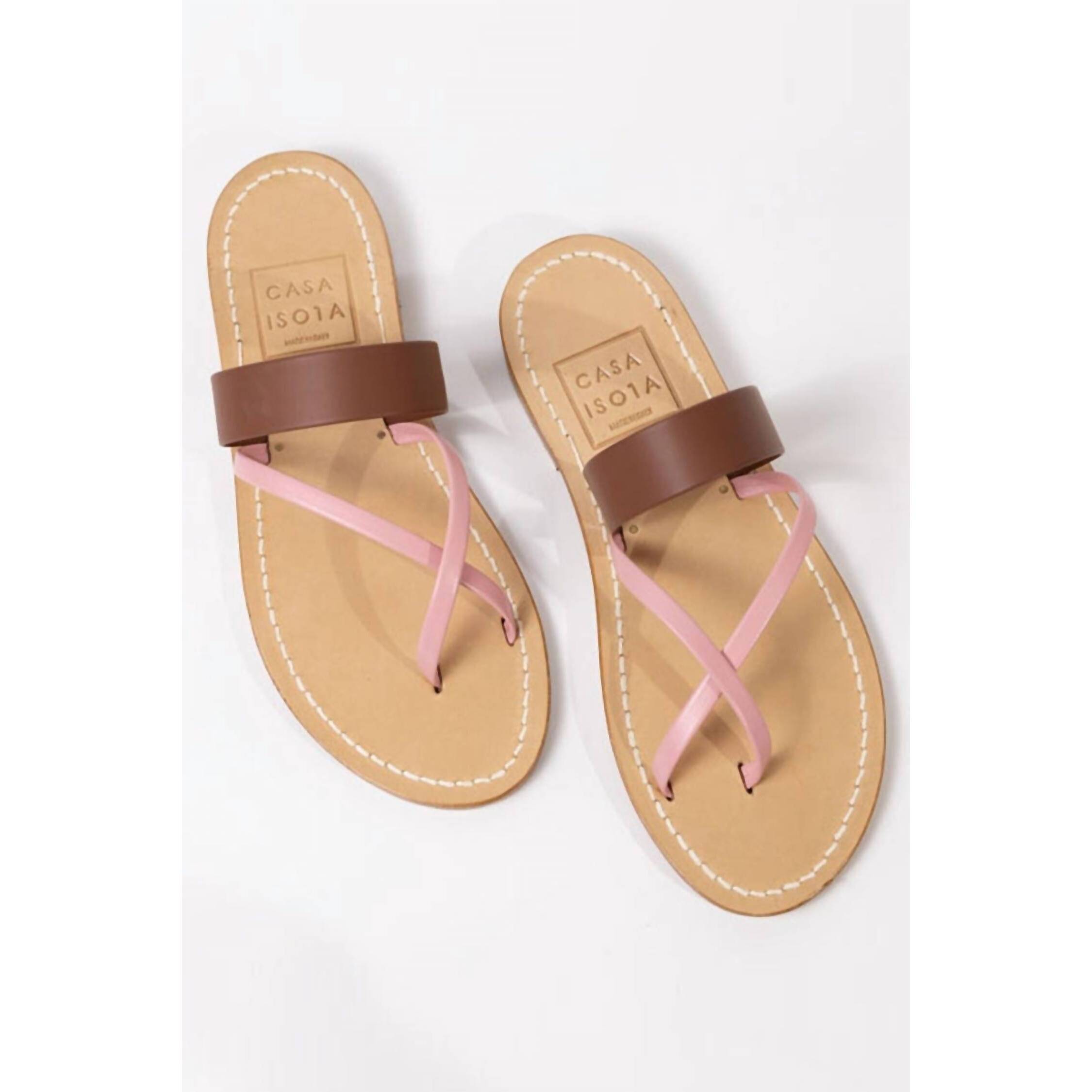New Casa Isota Women's Ischia Sandal In Pink And Brown